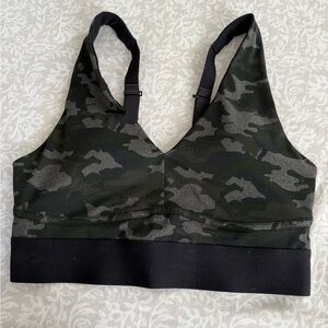 NWOT Fabletics Black, Green and Gray Camo Sports Bra